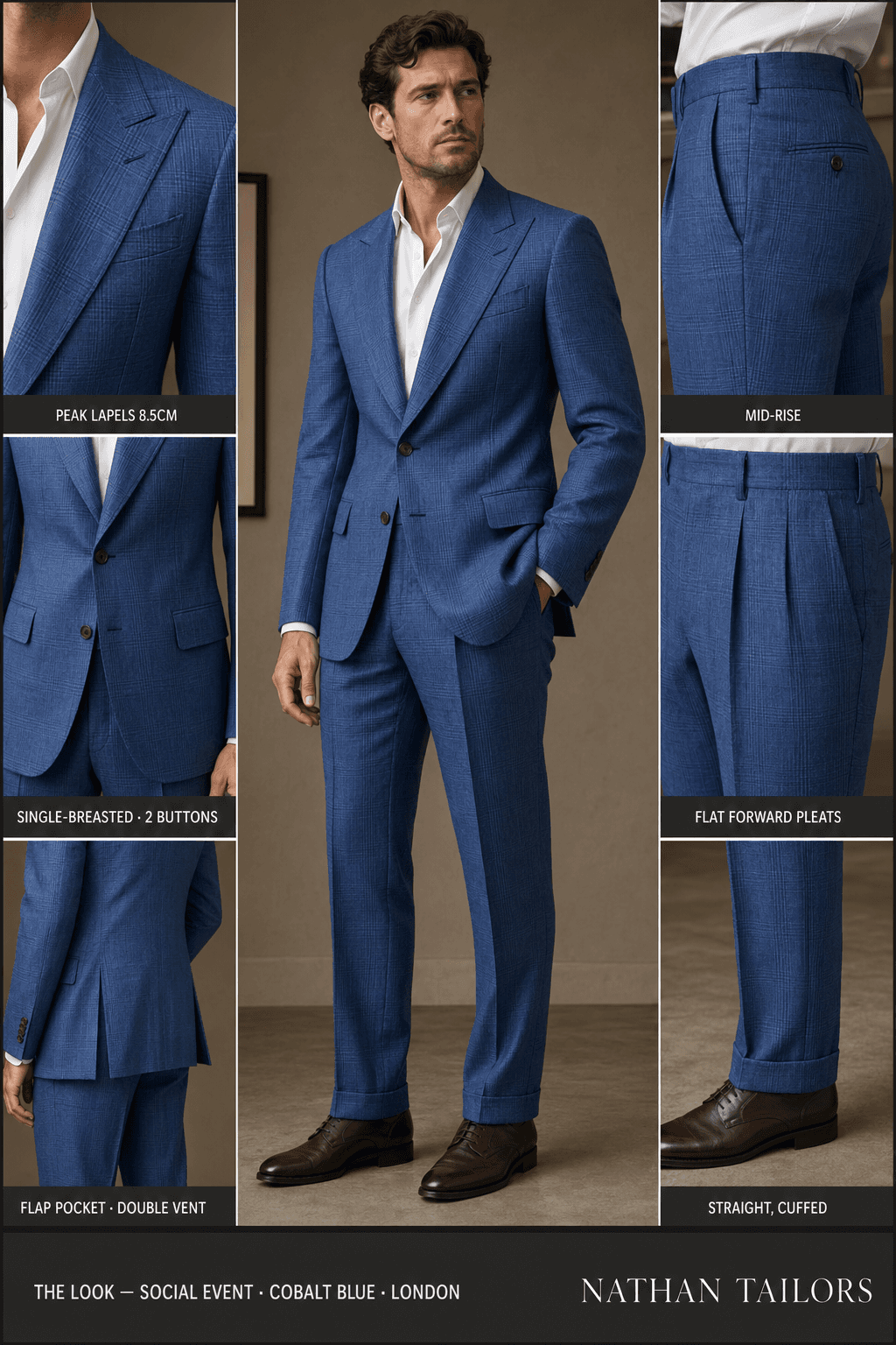 cobalt blue glen_plaid single-breasted online custom suit — designed at RemoteSuit, made to measure online