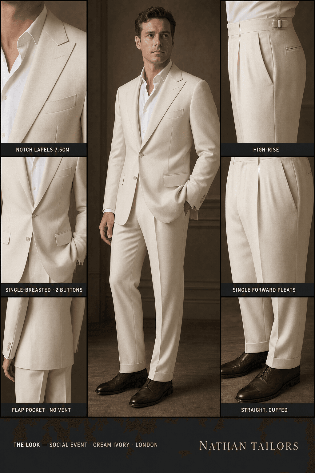 cream ivory single-breasted online custom suit — designed at RemoteSuit, made to measure online