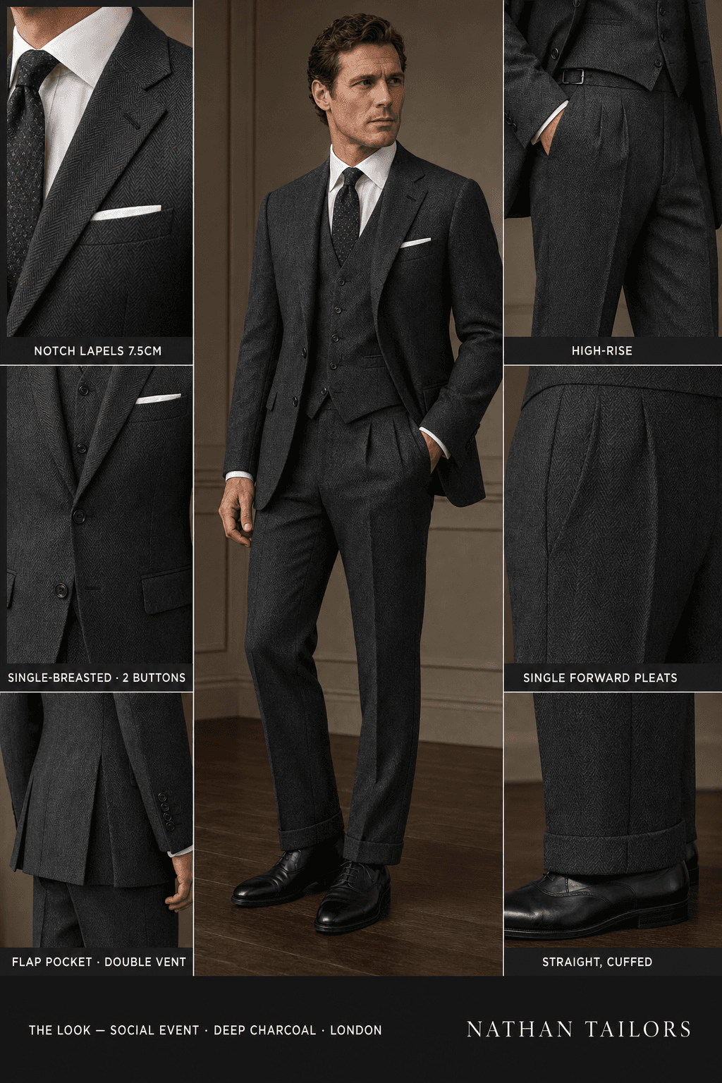 deep charcoal single-breasted online custom suit — designed at RemoteSuit, made to measure online
