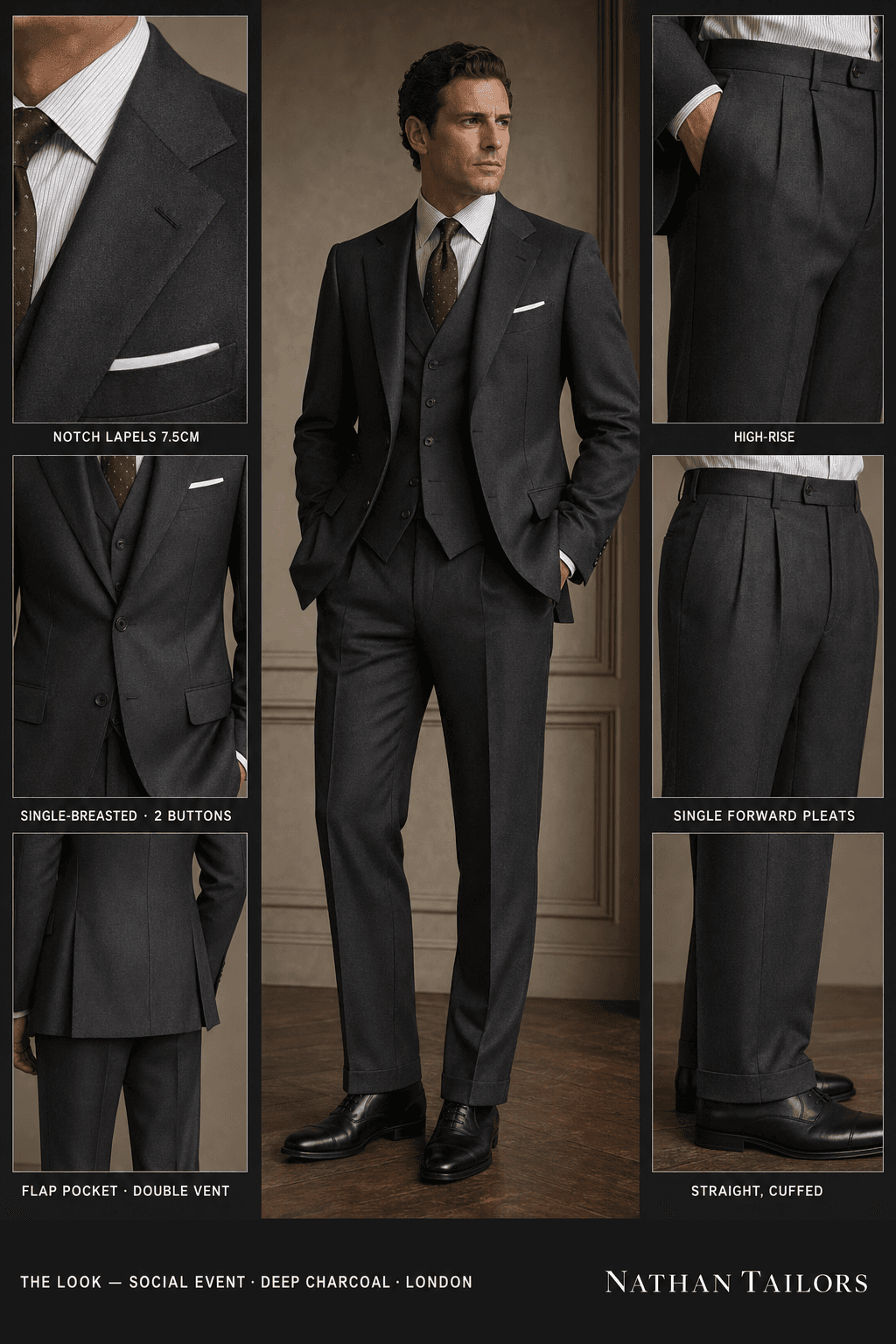 deep charcoal single-breasted online custom suit — designed at RemoteSuit, made to measure online