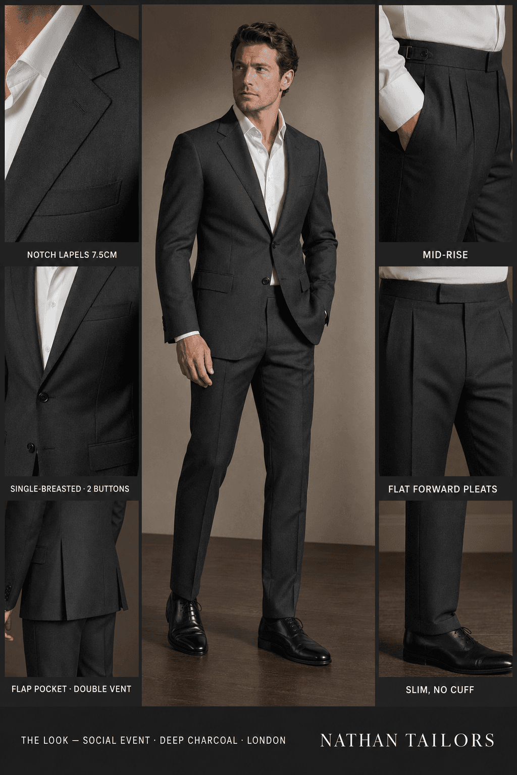 deep charcoal single-breasted online custom suit — designed at RemoteSuit, made to measure online