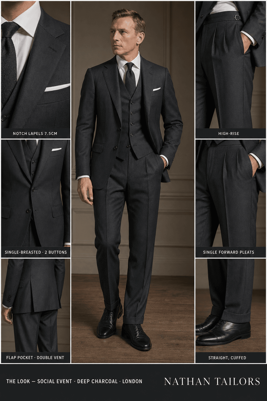 deep charcoal single-breasted online custom suit — designed at RemoteSuit, made to measure online