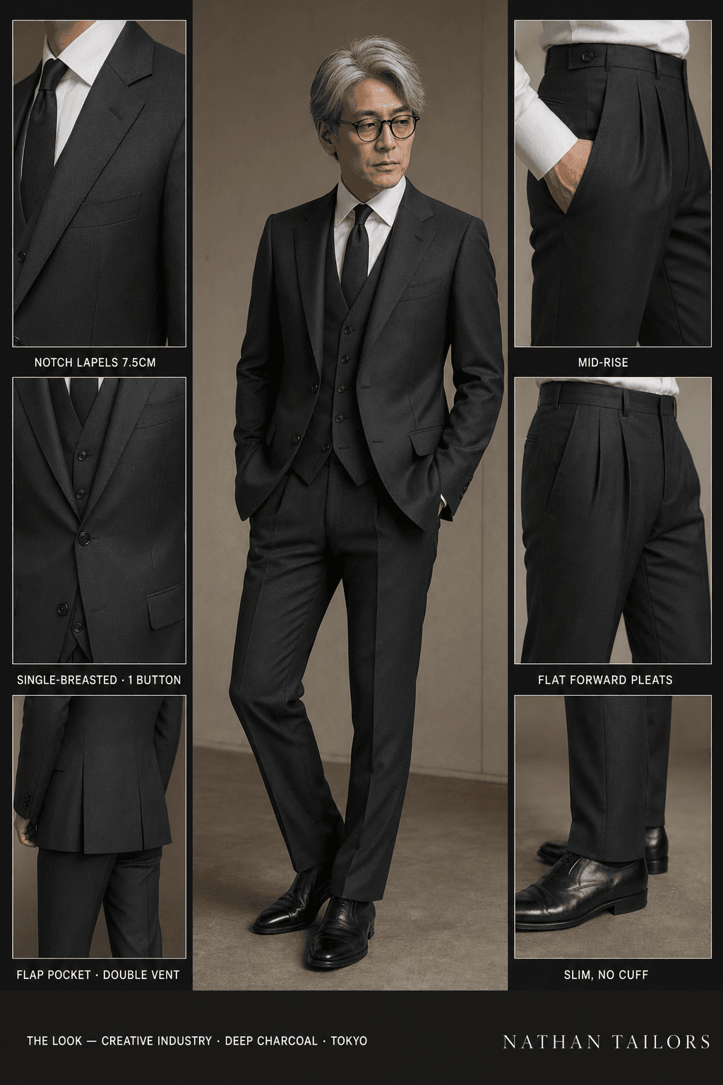 deep charcoal single-breasted online custom suit — designed at RemoteSuit, made to measure online