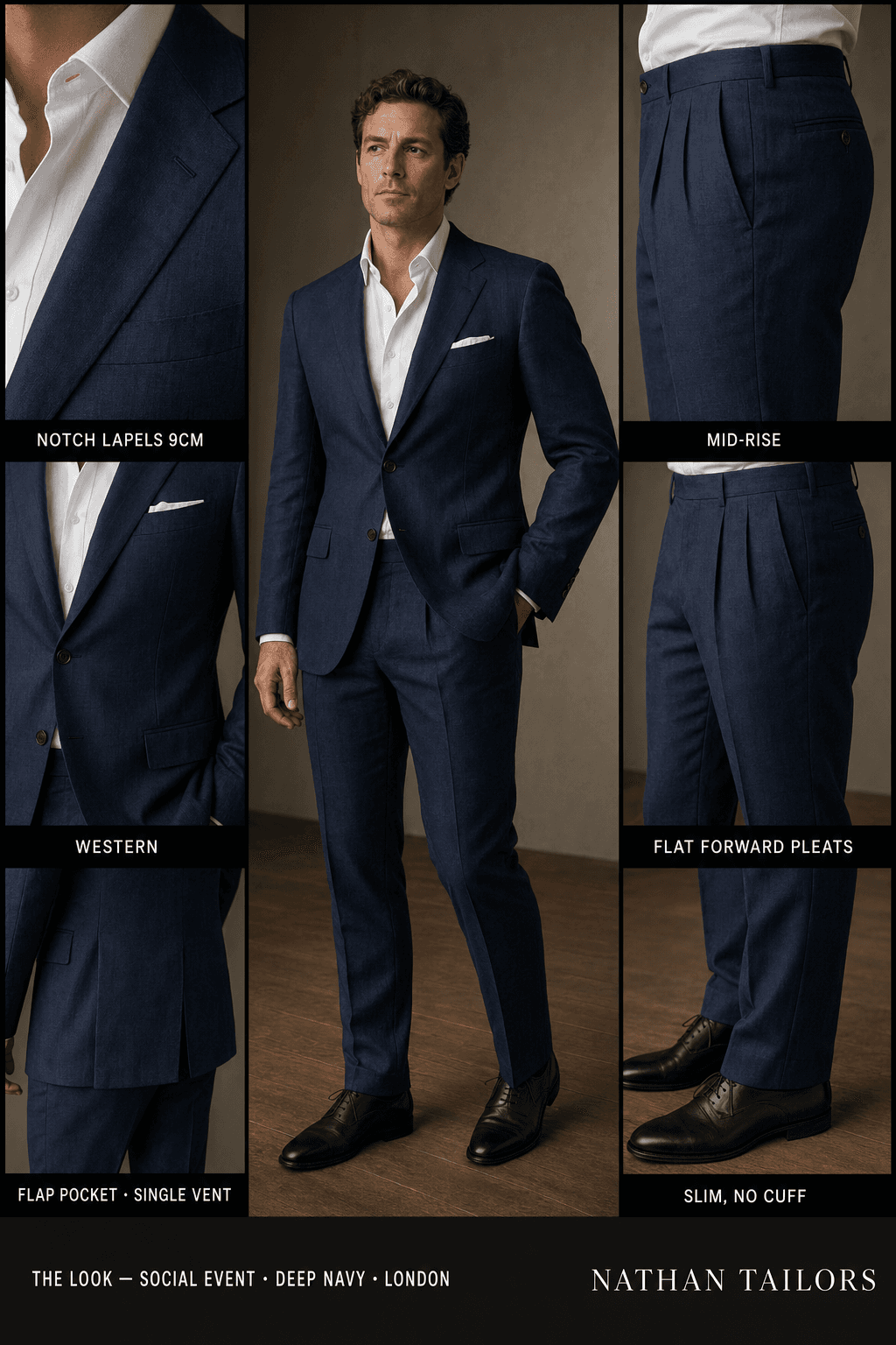 deep navy single-breasted online custom suit — designed at RemoteSuit, made to measure online
