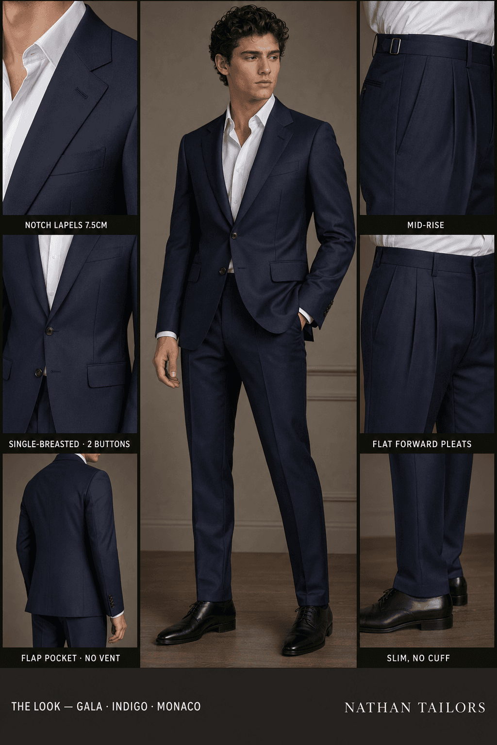 indigo single-breasted online custom suit — designed at RemoteSuit, made to measure online