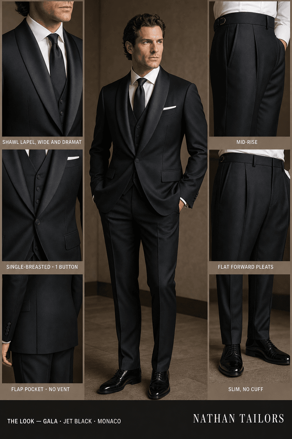 jet black single-breasted notch-lapel online custom suit — designed online at RemoteSuit. Made-to-measure online custom suit available from $109.