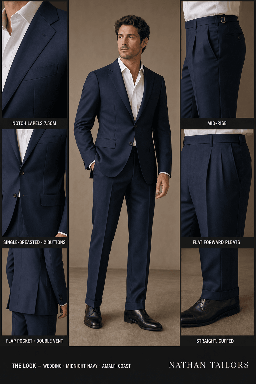 midnight navy single-breasted online custom suit — designed at RemoteSuit, made to measure online