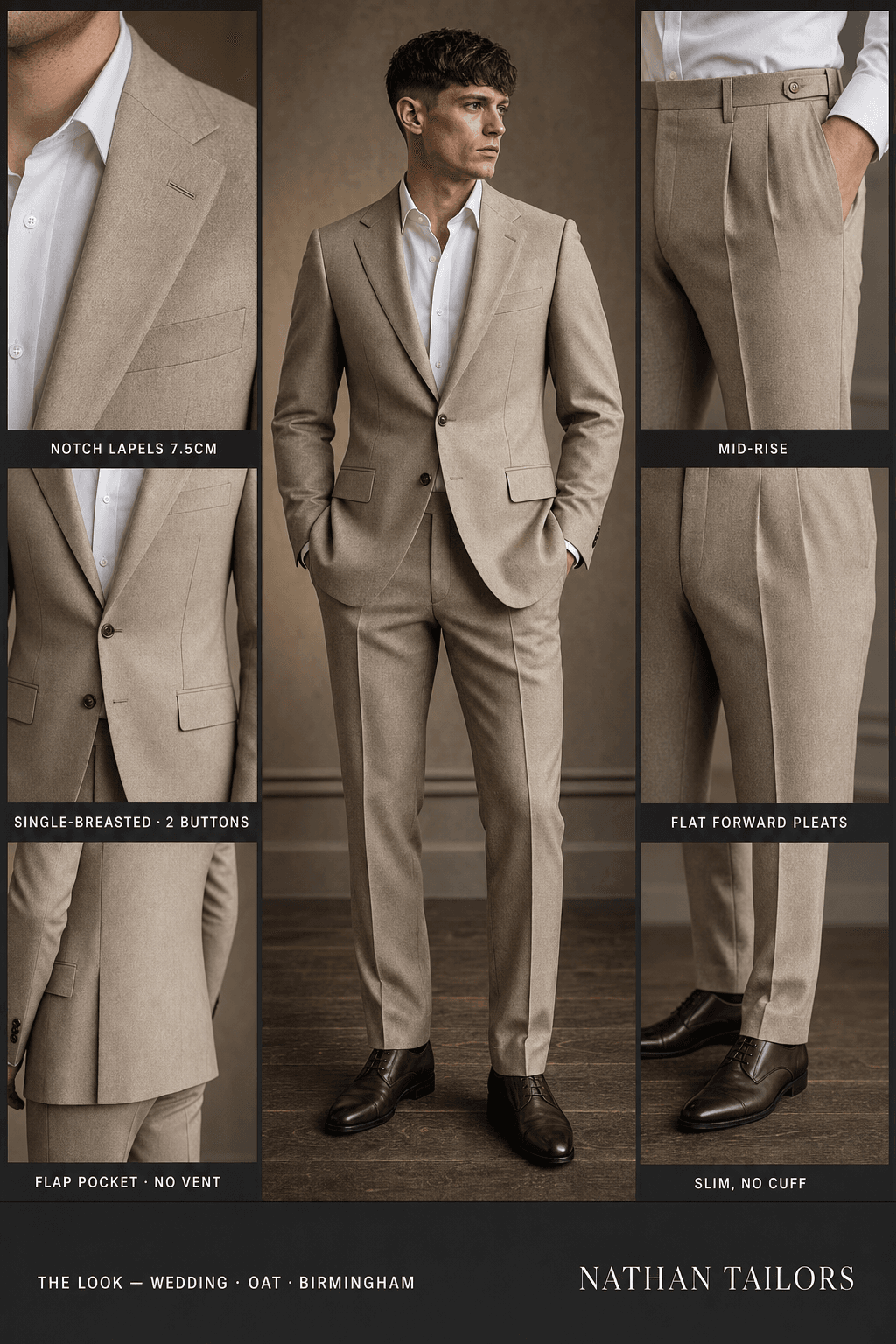 oat single-breasted online custom suit — designed at RemoteSuit, made to measure online