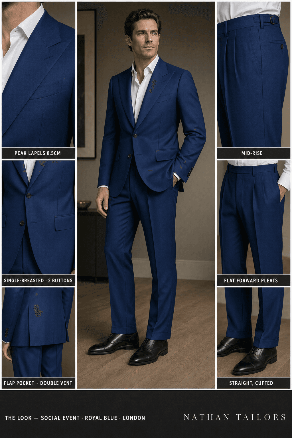 royal blue single-breasted online custom suit — designed at RemoteSuit, made to measure online