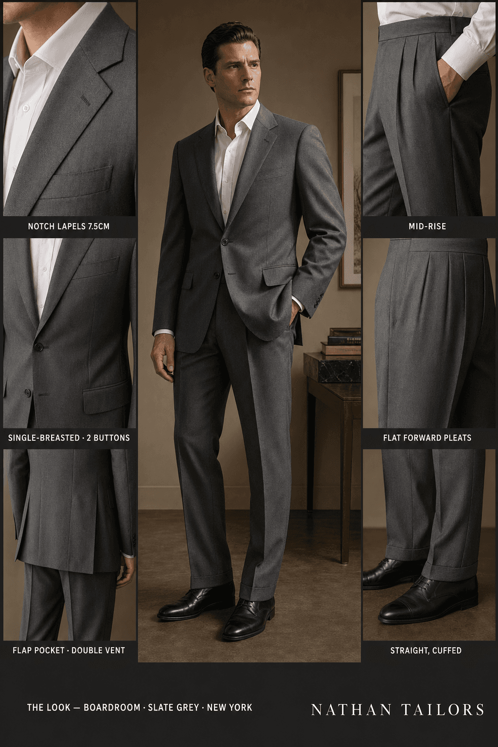slate grey single-breasted online custom suit — designed at RemoteSuit, made to measure online