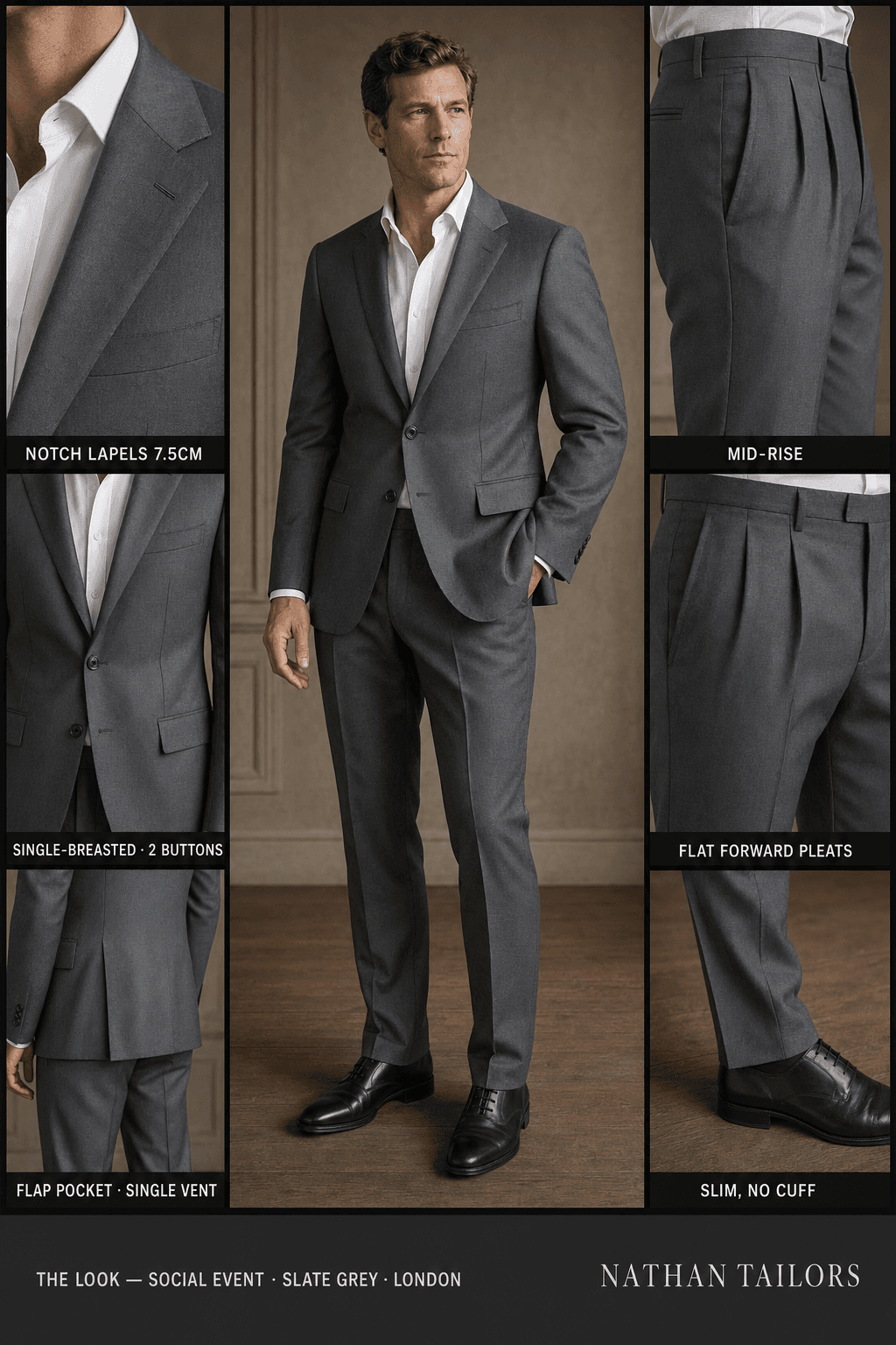 slate grey single-breasted online custom suit — designed at RemoteSuit, made to measure online