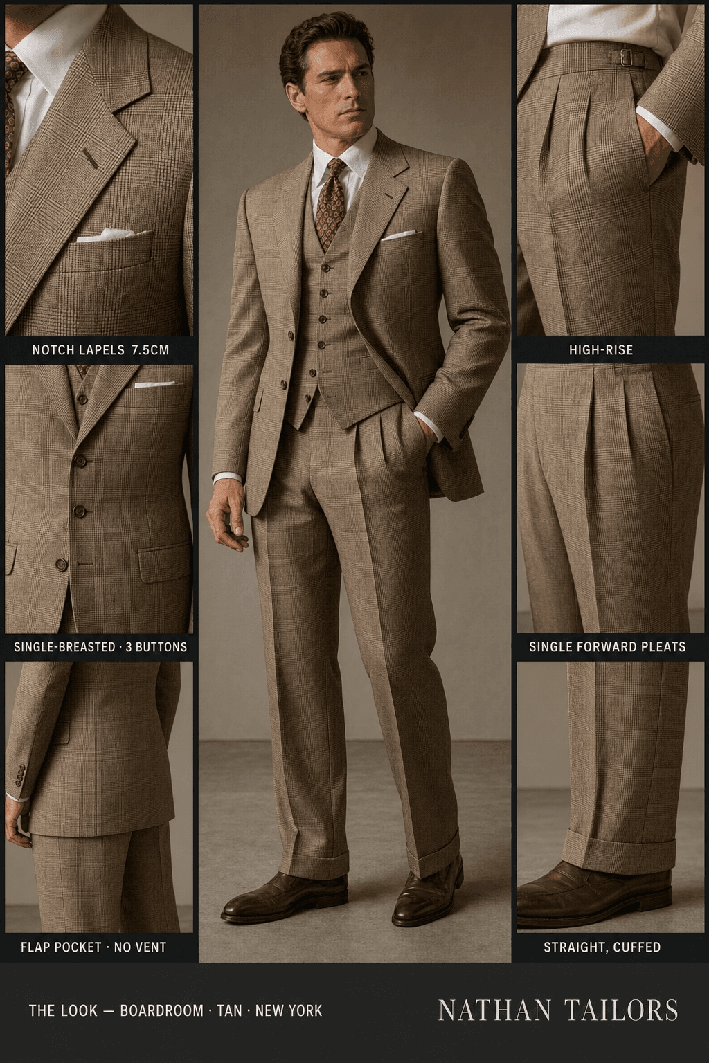 tan glen_plaid single-breasted online custom suit — designed at RemoteSuit, made to measure online