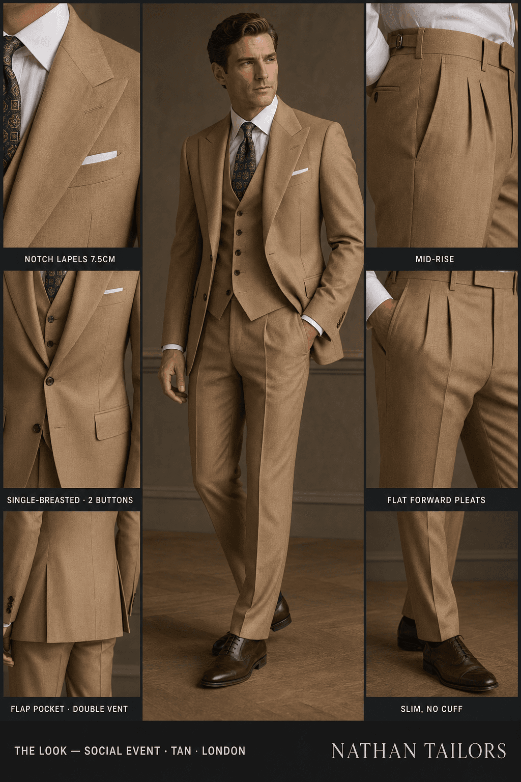 tan single-breasted online custom suit — designed at RemoteSuit, made to measure online