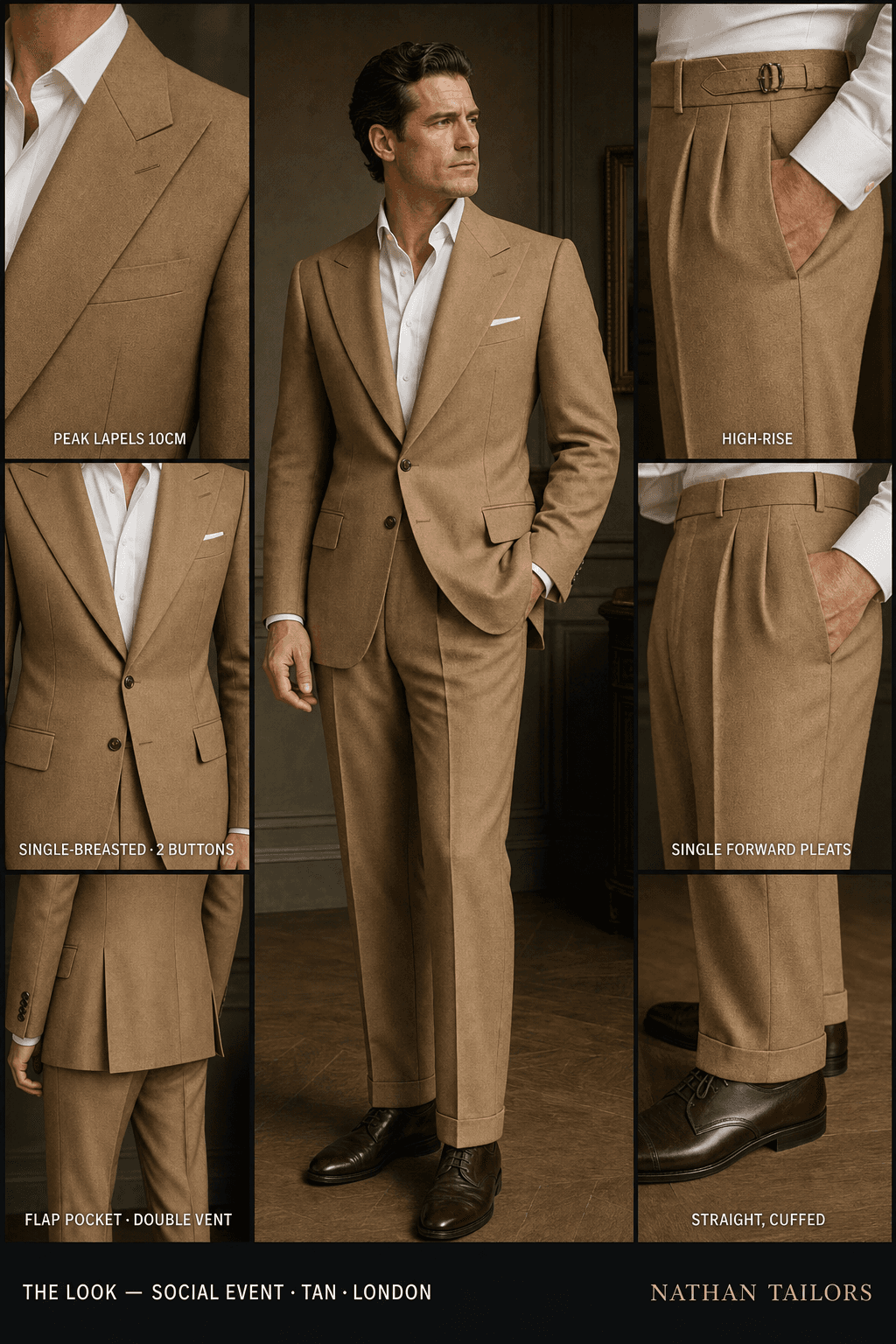 tan single-breasted online custom suit — designed at RemoteSuit, made to measure online